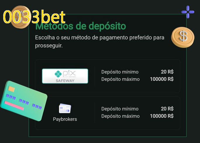 O cassino 0033betbet oferece uma grande variedade de métodos de pagamento